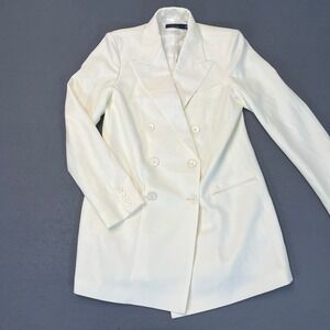 Polo Ralph Lauren Cream Double Breasted Wool Silk Blend Blazer Womens Size 10